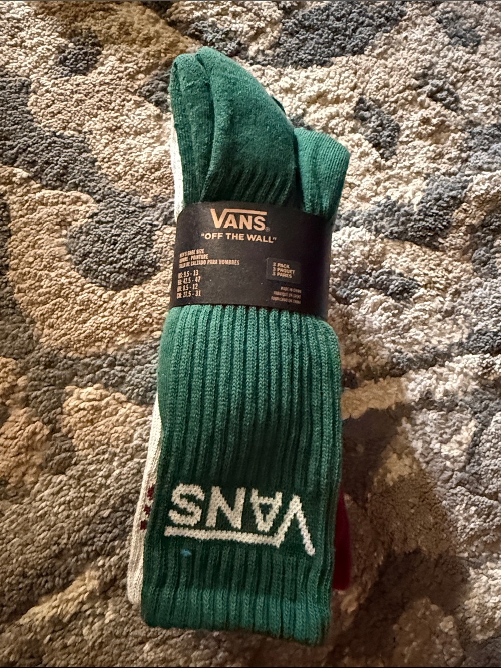 Vans Red Crew Socks with White Logo